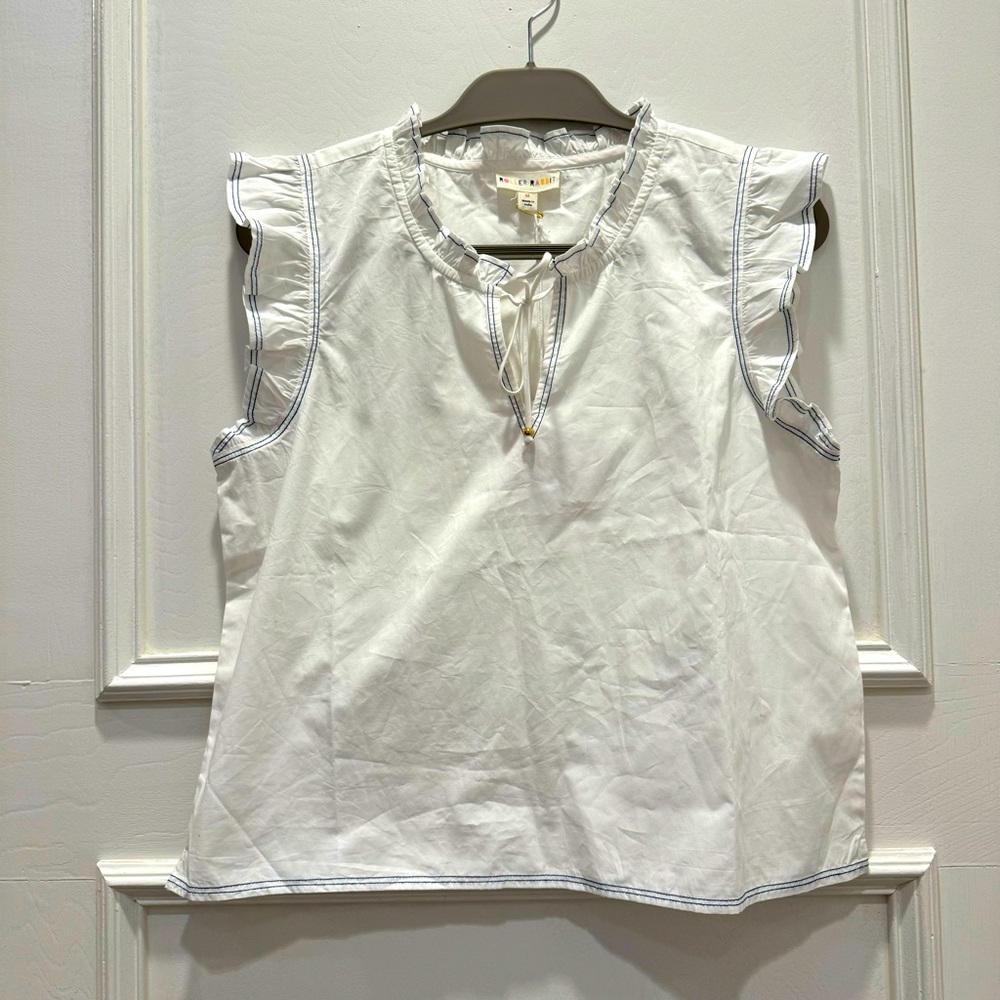 ROLLER RABBIT STEFFIE TOP WHITE/NAVY MED RT NWT
